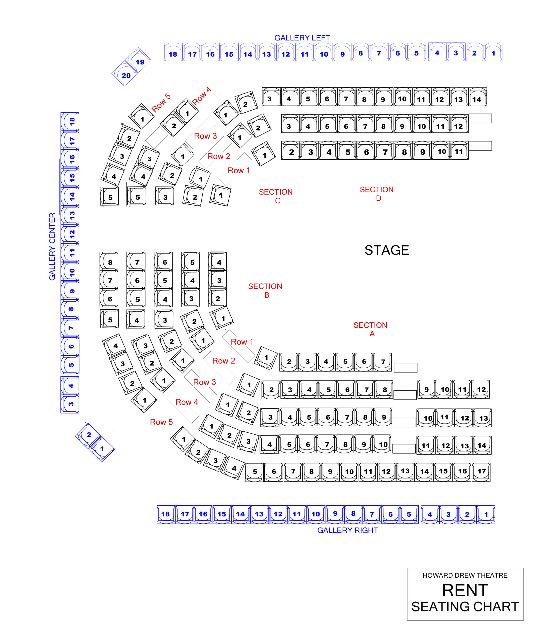 Howard Drew Theatre Seating Chart for RENT