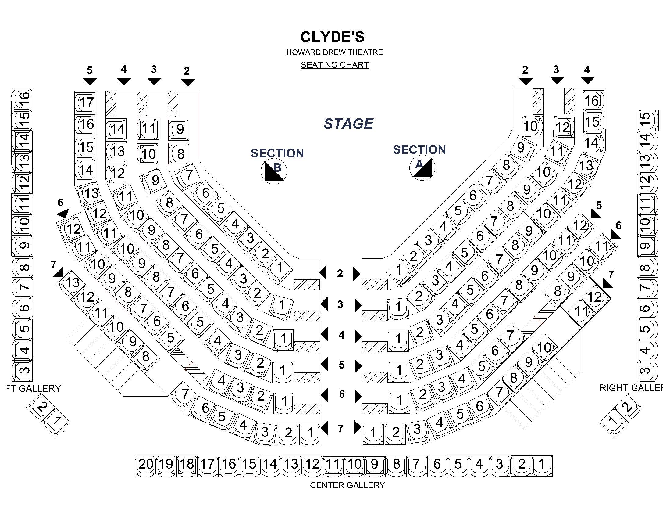 Howard Drew Theatre Seating Chart for CLYDE'S
